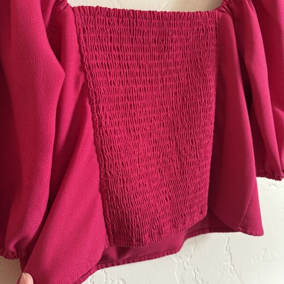 Abercrombie & Fitch Size Large Puff Sleeve Corset Sweetheart Top - Pink Smocked - Picture 7 of 10